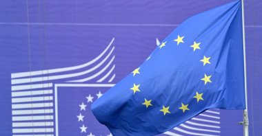 A European flag flies outside the EU headquarters, Brussels, Belgium, May 6, 2025. (AFP Photo)