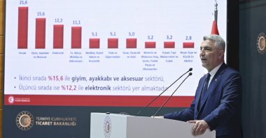 Trade Minister Ömer Bolat speaks during the release of the &quot;Overview of e-Commerce in Türkiye&quot; report in Ankara, Türkiye, May 6, 2025. (AA Photo)