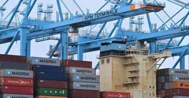 Containers on a ship at APM Terminal at the Port of Los Angeles, San Pedro neighborhood, Los Angeles, California, U.S., April 30, 2025. (AFP Photo)