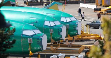 Boeing 737 aircraft fuselages are pictured at the company&#039;s Renton factory, Washington, U.S., April 15, 2025. (AFP Photo)