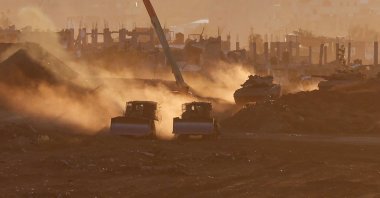 Israeli army vehicles are deployed at a position by Israel&#039;s border with the Gaza Strip, Palestine, May 6, 2025. (AFP Photo)