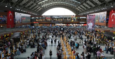An aerial view of the terminal at Sabiha Gökçen International Airport, Istanbul, Türkiye, April 7, 2025. (IHA Photo)