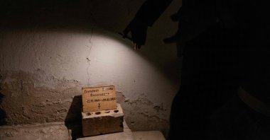 This photograph shows a reconstructed basement, to exhibit a shelter in which people were hiding during the war, at an exhibition on the Russia-Ukraine war in the National Museum of the History of Ukraine in World War II, Kyiv, Ukraine, May 2, 2025. (AFP Photo)