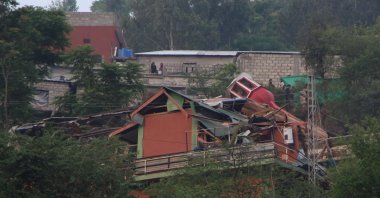 A view of the destruction of Bilal Mosque after Indian missile strikes in Muzaffarabad, capital of Pakistani administered Kashmir, Pakistan, May 7, 2025. (EPA Photo)