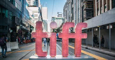 A large TIFF sign on King Street during the 2019 Toronto International Film Festival, Toronto, Canada, Sept. 5, 2019. (Shutterstock Photo)