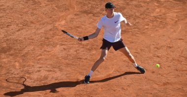 Jannik Sinner of Italy in action during a training session at Super Tennis arena at Foro Italico sports complex, Rome, Italy, May 6, 2025. (EPA Photo)