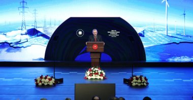 President Recep Tayyip Erdoğan delivers a speech during the 2024 Renewable Energy Investments Mass Opening Ceremony, Ankara, Türkiye, May 7, 2025. (IHA Photo)