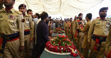 Mourners attend a funeral ceremony for those killed in an attack on Muridke, near Lahore, following Indian military strikes on targets in Pakistan and Pakistan-administered Azad Kashmir, May 7, 2025. (AA Photo)