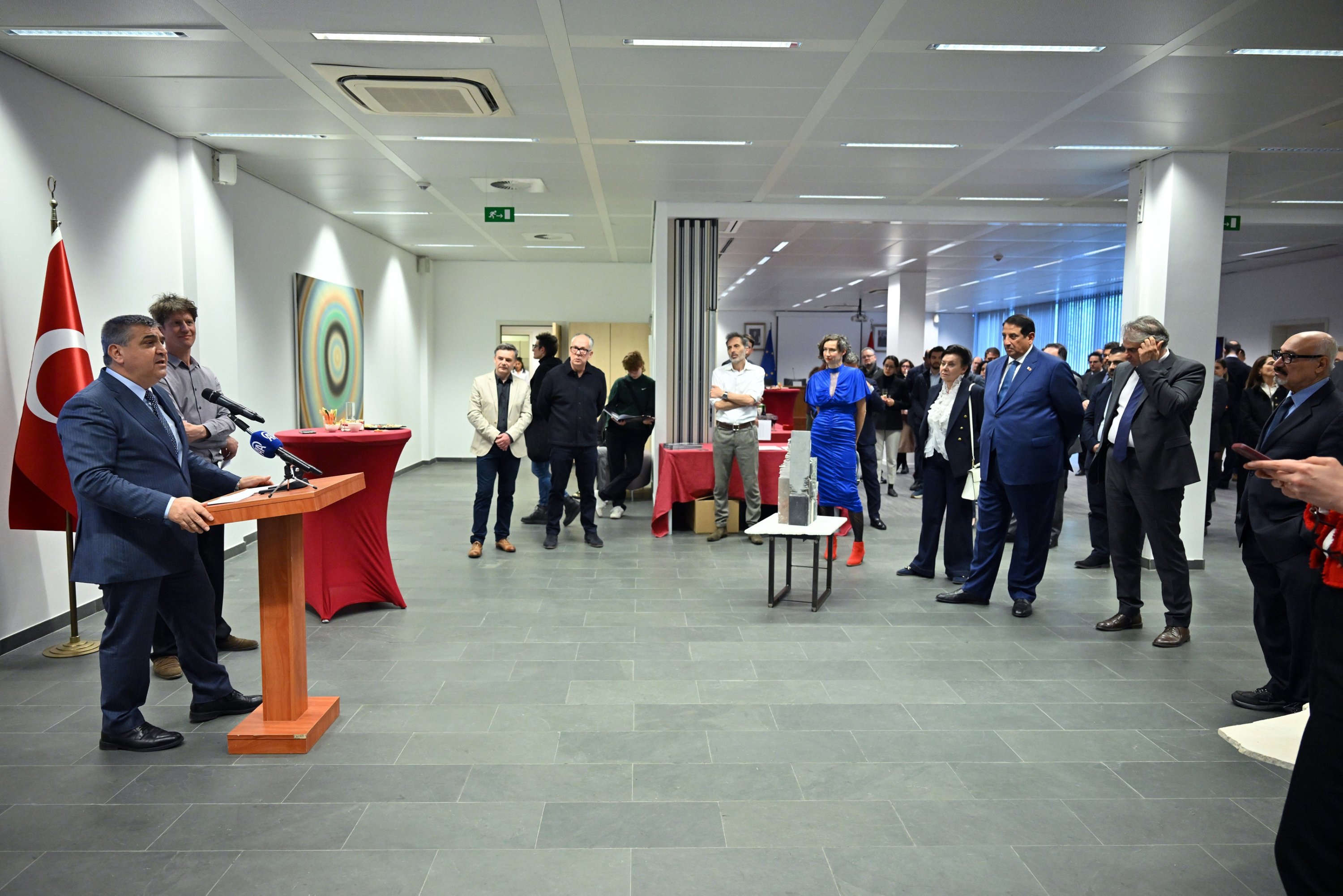 Ambassador Faruk Kaymakçı, permanent representative of Türkiye to the EU, delivers his speech at the opening of the