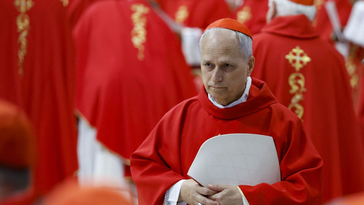 Cardinal Robert Prevost attends the Fifth Novemdiale Mass in memory of late Pope Francis in Saint Peter&#039;s Basilica, Vatican City, April 30, 2025. (EPA Photo)