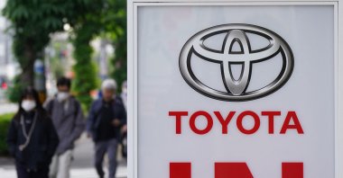 The logo of Toyota Motor is displayed at a car showroom, Tokyo, Japan, May 8, 2025. (AFP Photo)