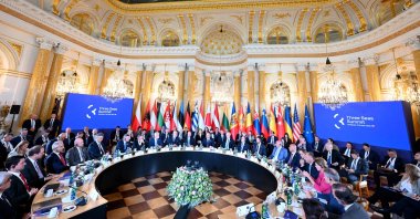 Participants of the Three Seas Initiative Summit (3SI) participate in talks at the Royal Castle in Warsaw, Poland, April 29, 2025. (AFP Photo)