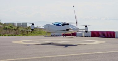 A general view of the domestically developed flying car &quot;AirCar&quot; is seen in the northwestern province of Kocaeli, Türkiye, May 8, 2025. (IHA Photo)