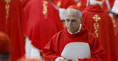 Cardinal Robert Prevost attends the Fifth Novemdiale Mass in memory of late Pope Francis in Saint Peter's Basilica, Vatican City, April 30, 2025. (EPA Photo)