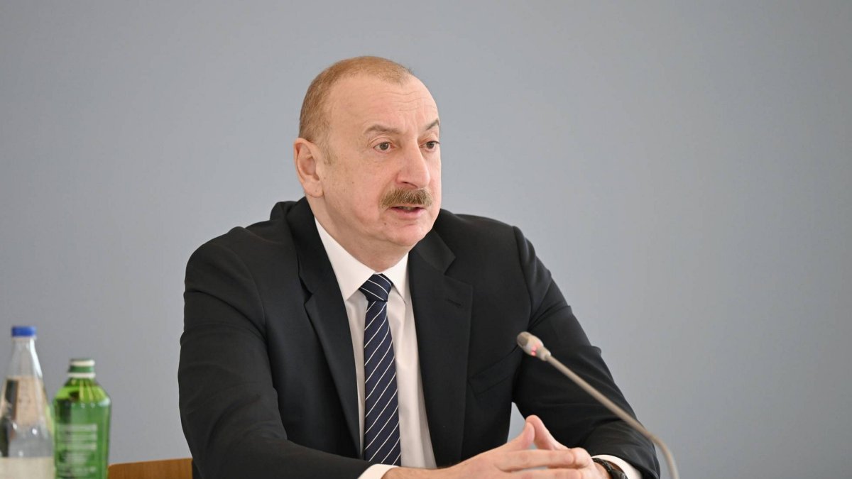 Azerbaijani President Ilham Aliyev attends a forum at ADA University, Baku, Azerbaijan, April 9, 2025 (AA Photo)