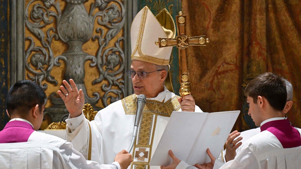 Pope Leo XIV during a mass with cardinals in the Sistine Chapel, Vatican, May 9, 2025. (AFP Photo)