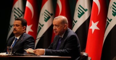 President Recep Tayyip Erdoğan and Iraqi Prime Minister Mohammed S. Al Sudani attend the signing ceremony of memoranda of understanding between Iraq and Türkiye, Ankara, Türkiye, May 8, 2025. (AFP Photo)