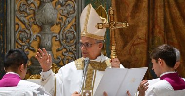 Pope Leo XIV during a mass with cardinals in the Sistine Chapel, Vatican, May 9, 2025. (AFP Photo)