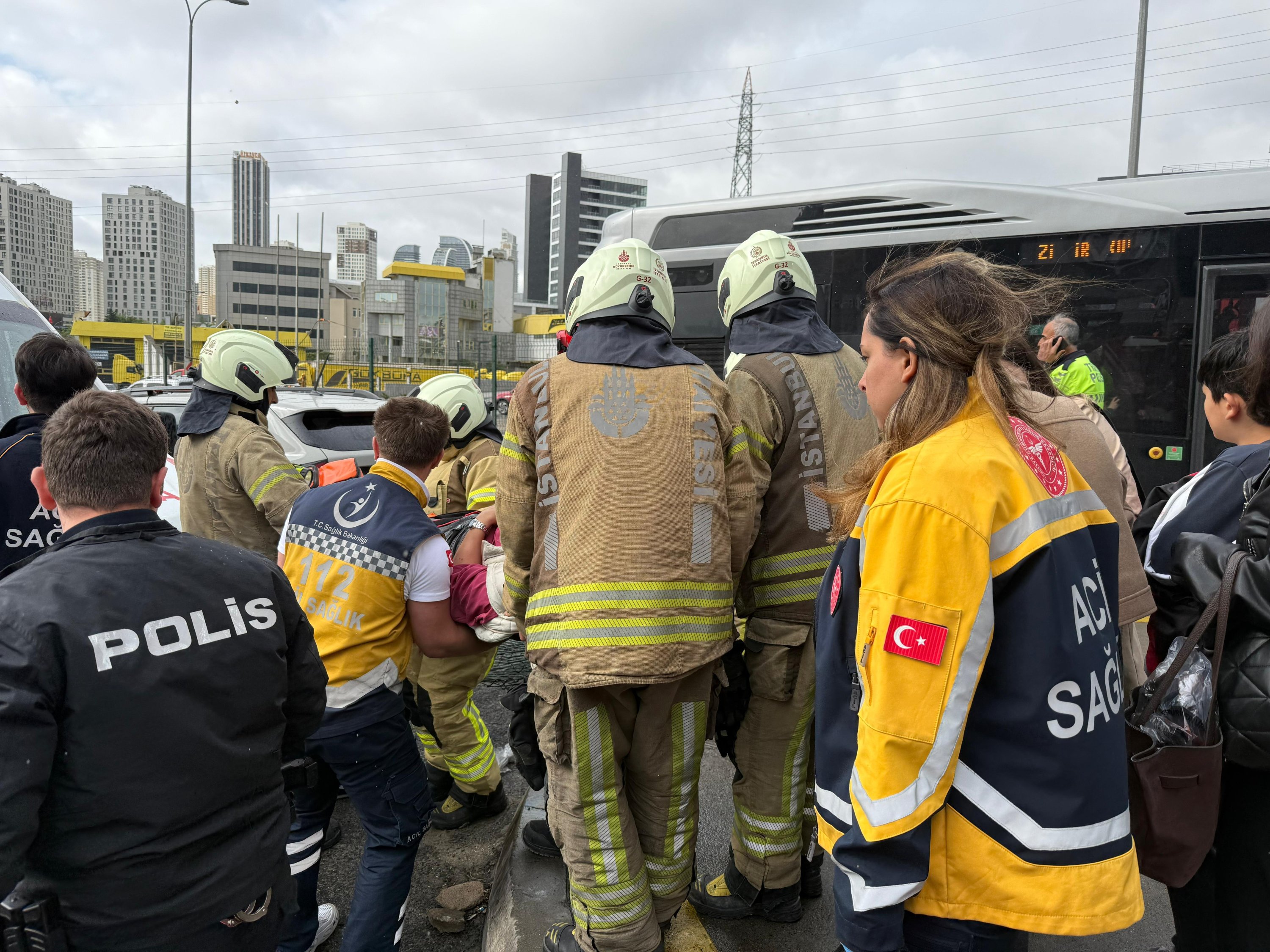 Medics and first responders rush to attend to the victims after Istanbul Metrobuses are involved in an accident, Istanbul, Türkiye, May 10, 2025. (DHA Photo)