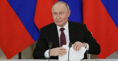 Russian President Vladimir Putin makes a statement to the media at the Kremlin in Moscow, Russia, May 11, 2025. (EPA Photo)