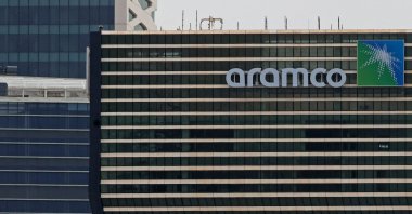 This picture shows the Aramco tower at the King Abdullah Financial District (KAFD), Riyadh, Saudi Arabia, April 16, 2023. (AFP Photo)