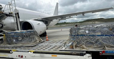 Firefighting equipment prepared for Port Sudan following the May 5 fuel depot fires is loaded onto an aircraft, Ankara, Türkiye, May 10, 2025. (AA Photo)
