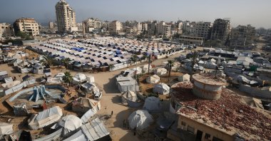 Palestinians displaced by the Israeli military offensive shelter in tents in Gaza, Palestine, May 11, 2025. (Reuters Photo)