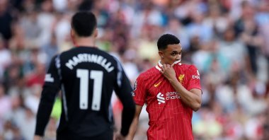 Liverpool's Trent Alexander-Arnold reacts during the Premier League match against Arsenal at Anfield, Liverpool, U.K., May 11, 2025. (Reuters Photo)