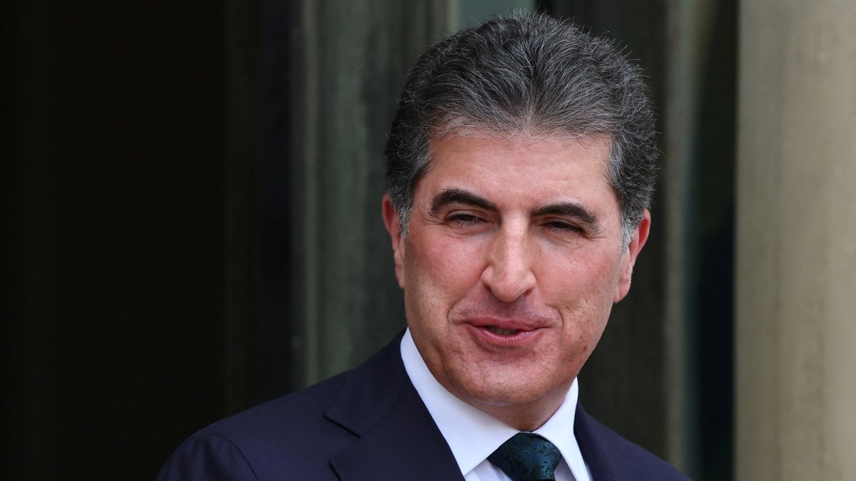 Nechirvan Barzani, head of the Kurdistan Region in Iraq, arrives for a meeting with French President Emmanuel Macron, Paris, France, April 14, 2025. (Reuters Photo)