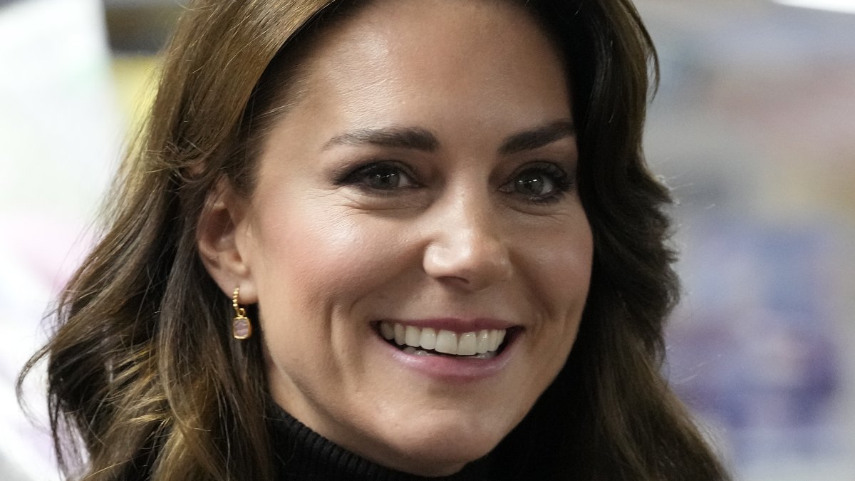 Kate, Princess of Wales, smiles as she speaks to a woman during her visit to Sebby&#039;s Corner in north London, U.K., Nov. 24, 2023. (AP Photo)
