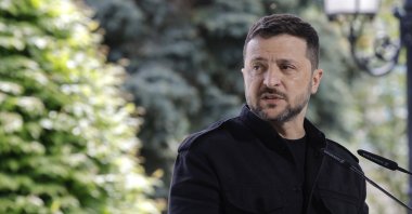 Ukraine&#039;s President Volodymyr Zelenskyy addresses a press conference in Kyiv, Ukraine, May 10, 2025. (EPA Photo)