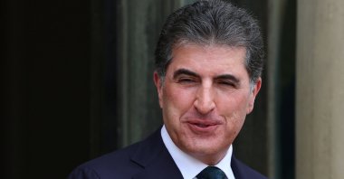 Nechirvan Barzani, head of the Kurdistan Region in Iraq, arrives for a meeting with French President Emmanuel Macron, Paris, France, April 14, 2025. (Reuters Photo)