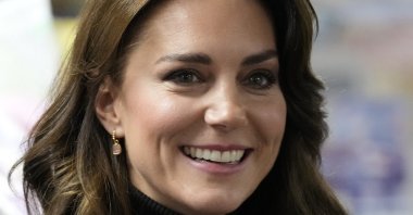 Kate, Princess of Wales, smiles as she speaks to a woman during her visit to Sebby&#039;s Corner in north London, U.K., Nov. 24, 2023. (AP Photo)