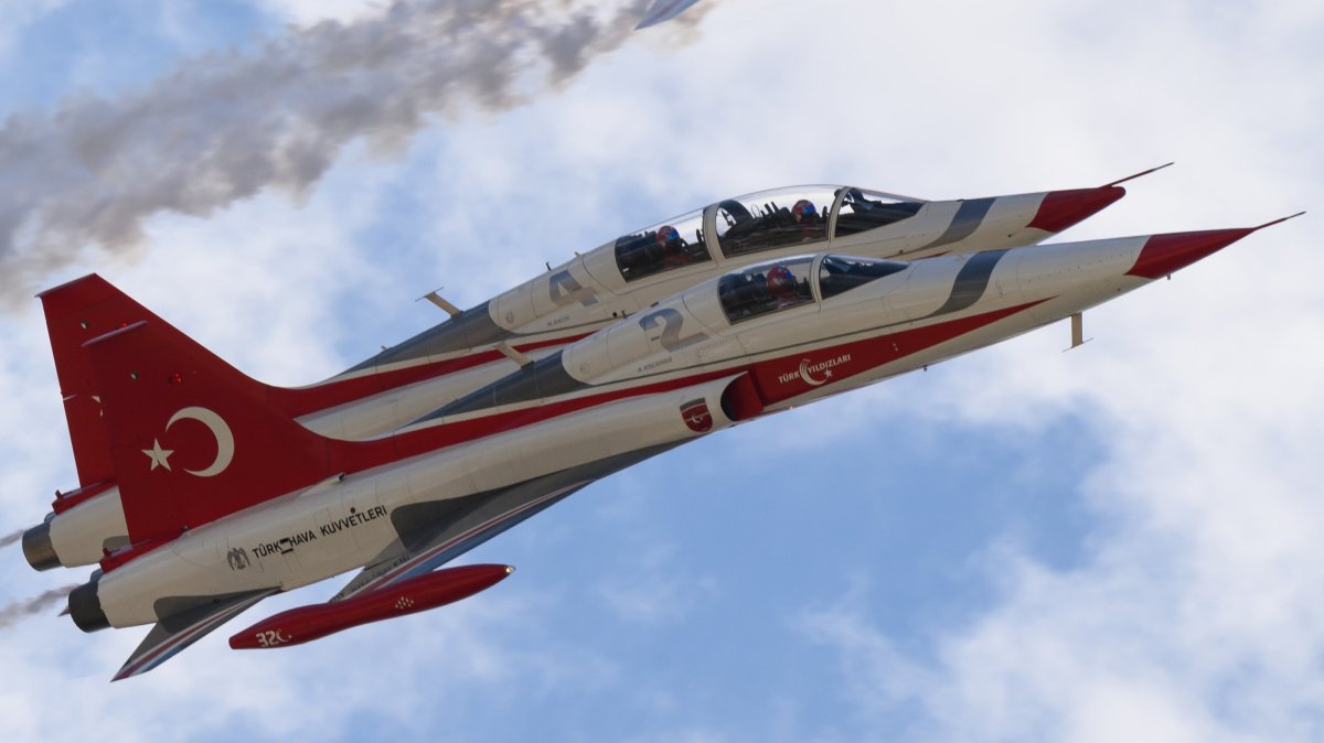 The Turkish Air Forces Command&#039;s Turkish Stars performed a demonstration flight as part of the Teknofest program, old Ercan Airport, Lefkoşa (Nicosia), TRNC, May 4, 2025. (AA Photo)