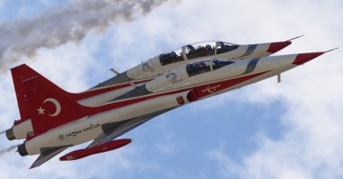 The Turkish Air Forces Command&#039;s Turkish Stars performed a demonstration flight as part of the Teknofest program, old Ercan Airport, Lefkoşa (Nicosia), TRNC, May 4, 2025. (AA Photo)