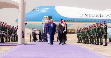 U.S. President Donald Trump walks with Saudi Crown Prince Mohammed bin Salman during a welcoming ceremony, Riyadh, Saudi Arabia, May 13, 2025. (Reuters Photo)