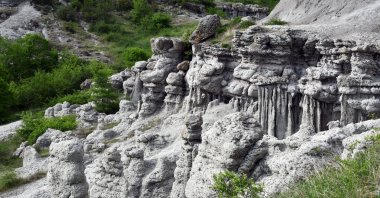 The geological site, known locally as the &quot;Petrified Wedding,&quot; is located in the village of Kuklica, North Macedonia, May 5, 2025. (AA Photo)