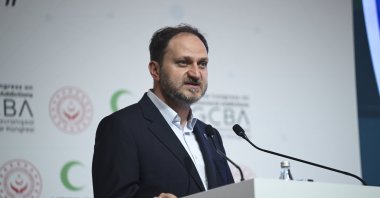 Yeşilay President Mehmet Dinç delivers a speech at an event, Ankara, Türkiye, May 13, 2025. (AA Photo)