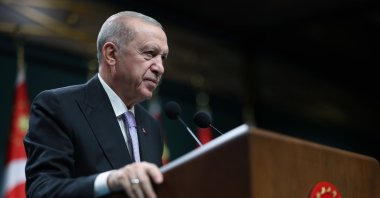 President Recep Tayyip Erdoğan speaks at an event in Ankara, Türkiye, May 12, 2025. (DHA Photo)