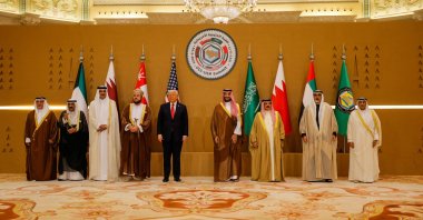 Emir of Qatar Sheikh Tamim bin Hamad Al Thani, U.S. President Donald Trump, Saudi Crown Prince Mohammed Bin Salman and Bahrain&amp;#039;s King Hamad bin Isa Al Khalifa attend a group photo session with Gulf Cooperation Council (GCC) leaders in Riyadh, Saudi Arabia, May 14, 2025. (Reuters Photo)