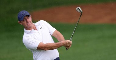 Northern Ireland&#039;s Rory McIlroy chips onto the second green before the PGA Championship at Quail Hollow Country Club, Charlotte, U.S., May 13, 2025. (AFP Photo)