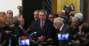 DEM Party co-chair Tuncer Bakırhan is seen at his party&#039;s parliamentary group meeting, Ankara, Türkiye, May 13, 2025 (AA Photo)