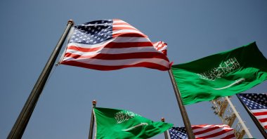 The Saudi Arabian and U.S. national falgs flutter on the day U.S. President Donald Trump arrives in Riyadh, Saudi Arabia, May 13, 2025. (Reuters Photo)