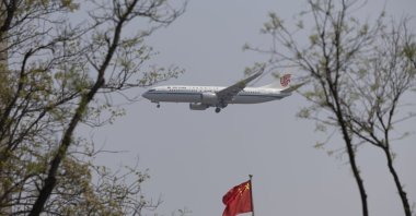 An Air China Boeing airplane approaches Beijing Capital International Airport in Beijing, China, April 16, 2025. (EPA Photo)