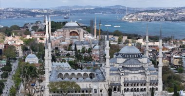 A view of the Istanbul skyline shows Hagia Sophia and Sultan Ahmet Mosque, Istanbul, Türkiye, May 14, 2025.