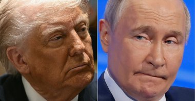 This combination of pictures created on March 30, 2025 shows U.S. President Donald Trump at the White House on March 24, 2025, in Washington, D.C., and Russian President Vladimir Putin in Moscow on March 18, 2025. (AFP File Photo)
