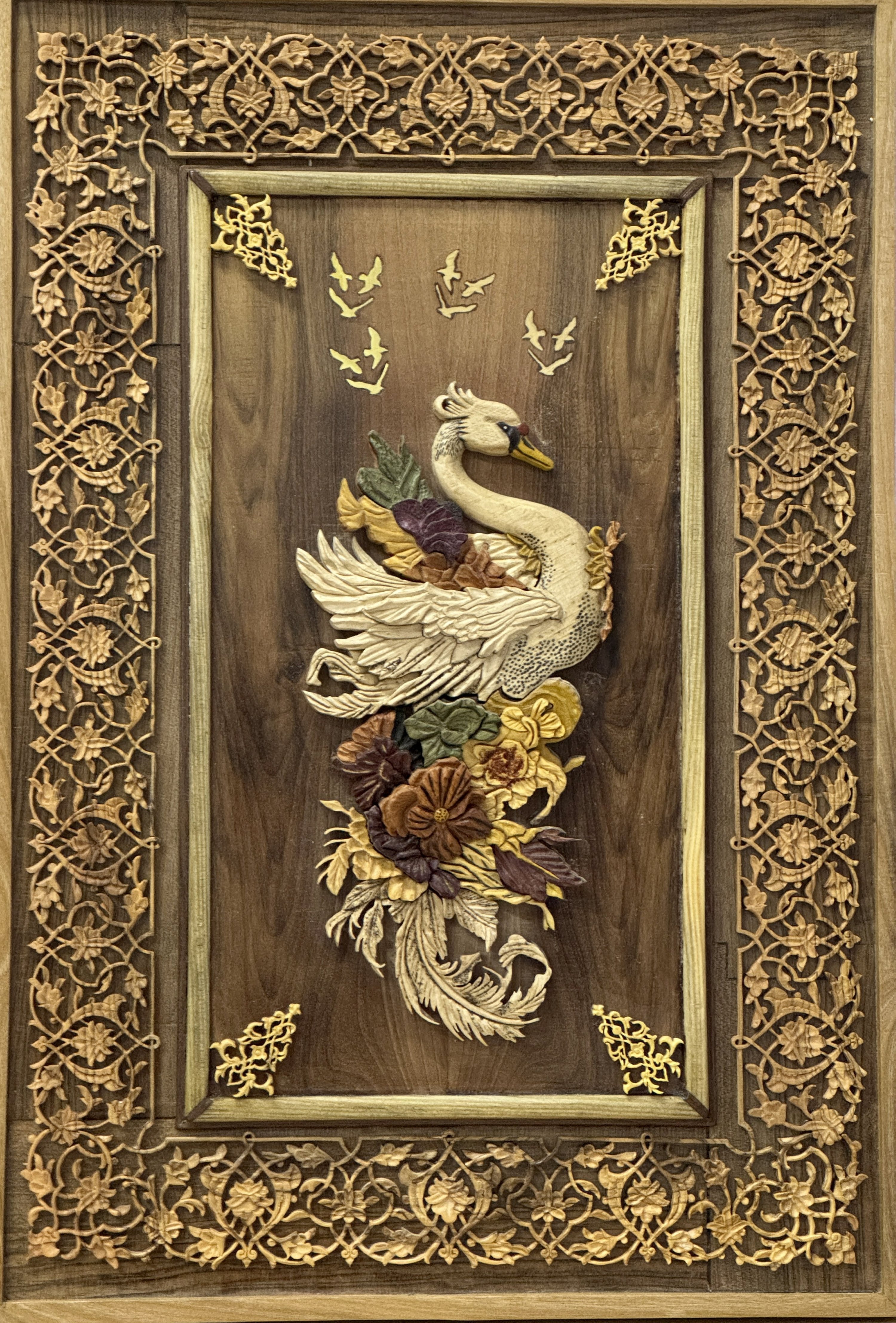 The three-dimensional wooden panel artwork by Pertev Aslan, Tekirdağ, Türkiye, May 13, 2025. (AA Photo)