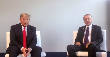 President Recep Tayyip Erdoğan meets with U.S. President Donald Trump (L) during the NATO summit, London, Britain, Dec. 4, 2019. (Reuters Photo)