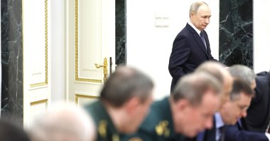 Russian President Vladimir Putin arrives at a meeting with senior officials, Moscow, Russia, May 14, 2025. (AA Photo)