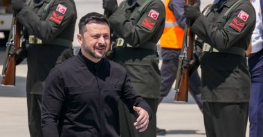 Ukrainian President Volodymyr Zelenskyy arrives in Ankara, Türkiye, May 15, 2025. (AA Photo)